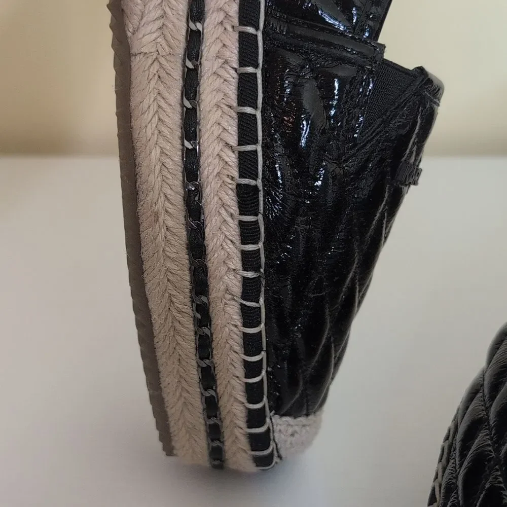 Karl Lagerfeld Paris Size 11 Desta Logo Black Puffy Quilted Platform Espadrilles